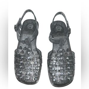Wonder Nation Youth Girls Clear Jelly With glitter Fisherman Sandals